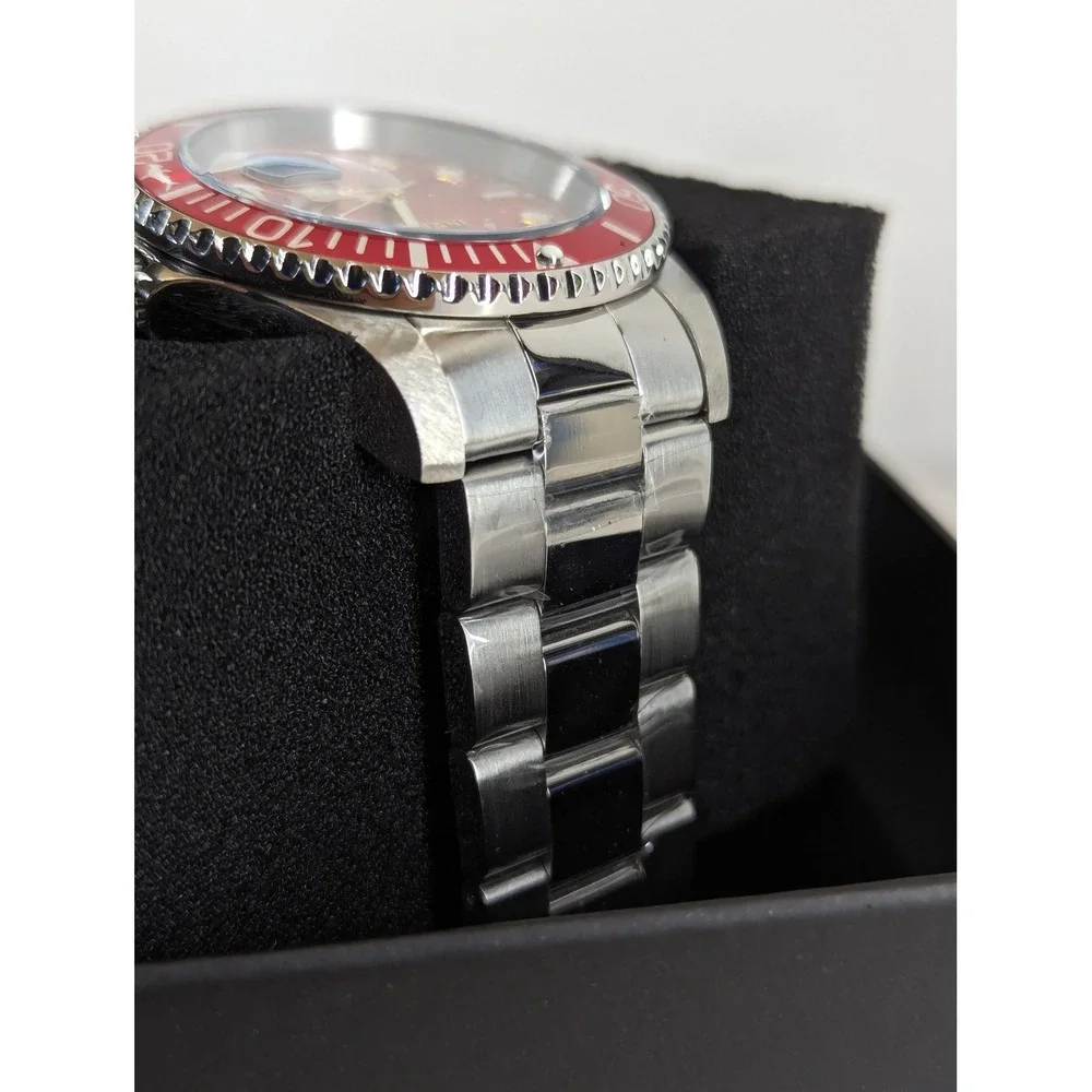 Invicta Pro Diver 50888 Mens Watch 42mm Red Dial Steel Band PC32 Quartz New